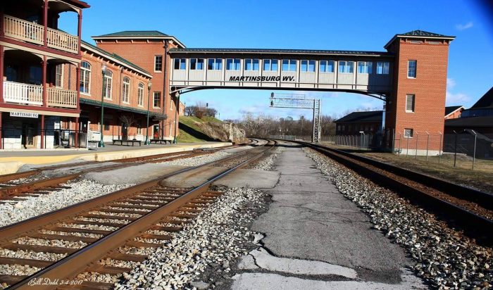 Railroad tracks leading up to the Martinsburg Amtrak depot