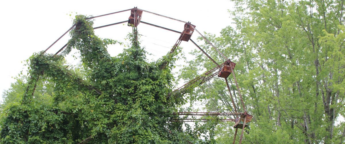 Rusting Ferris wheel at Lake Shawnee Abandoned Amusement Park, West Virginia