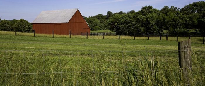 Red barn in a field, West Virginia