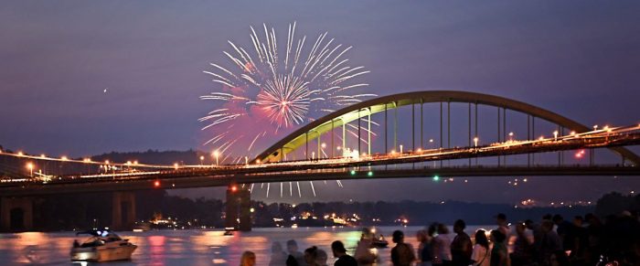 Fireworks over Wheeling Waterfront, West Virginia