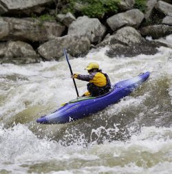 Kayaking rapids in West Virginia