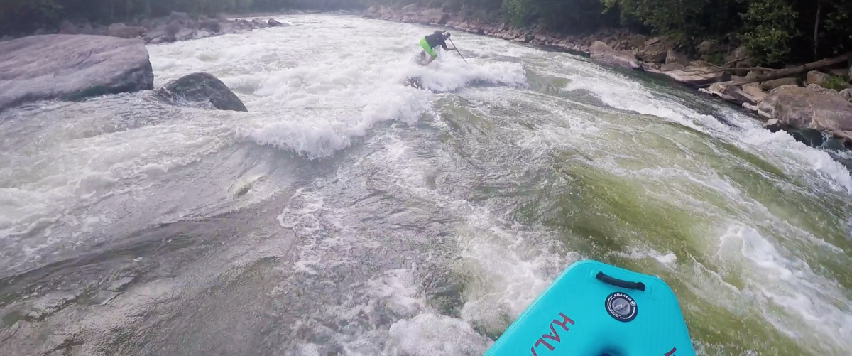 Surfing rapids in West Virginia