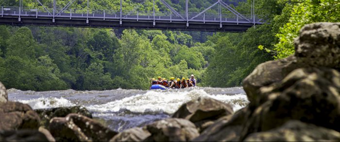 Whitewater rafters in New River Gorge, West Virginia