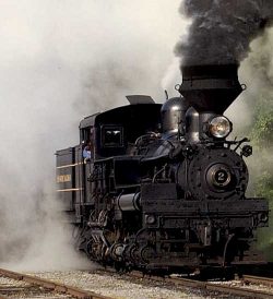 A black locomotive at full steam, Cass, WV