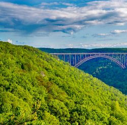Forests and distant New River Gorge Bridge, WV