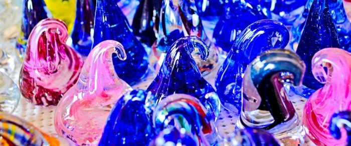Handblown glass "kisses" at Tamarack art center, WV