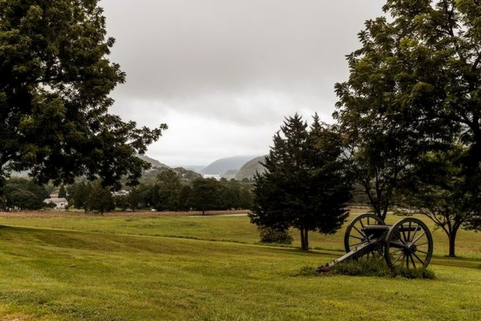 Cannon in a field at Harpers Ferry National Historical Park