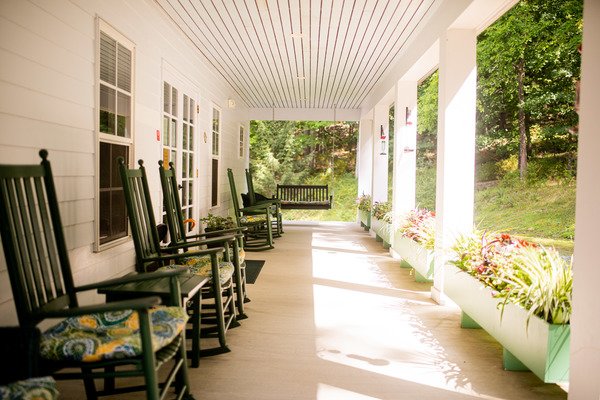 Front porch relaxation at Capon Springs and Farms