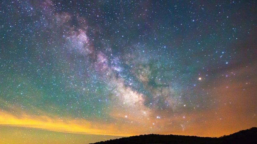 Night sky filled with stars and a nebula, Spruce Knob, West Virginia