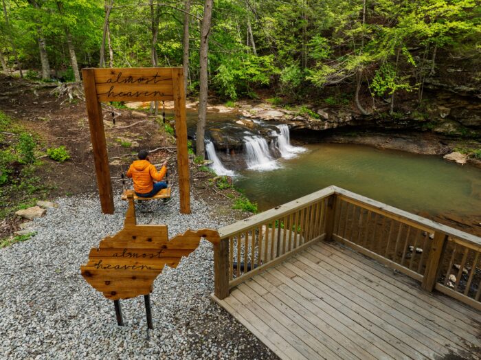 Almost Heaven Swing with waterfall