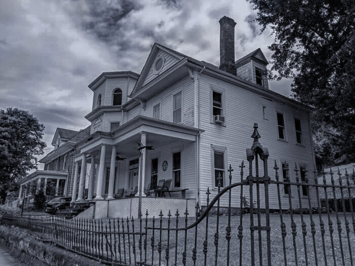 The exterior of the 130-year-old Haunted Haymond house 