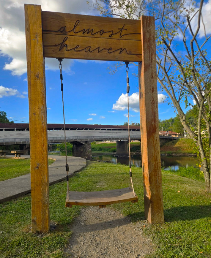 Philippi Spring Almost Heaven Swing at Philippi Covered Bridge in Philippi, West ...