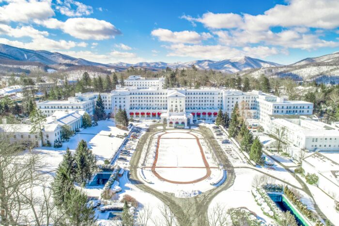 The Greenbrier, winter, aerial view